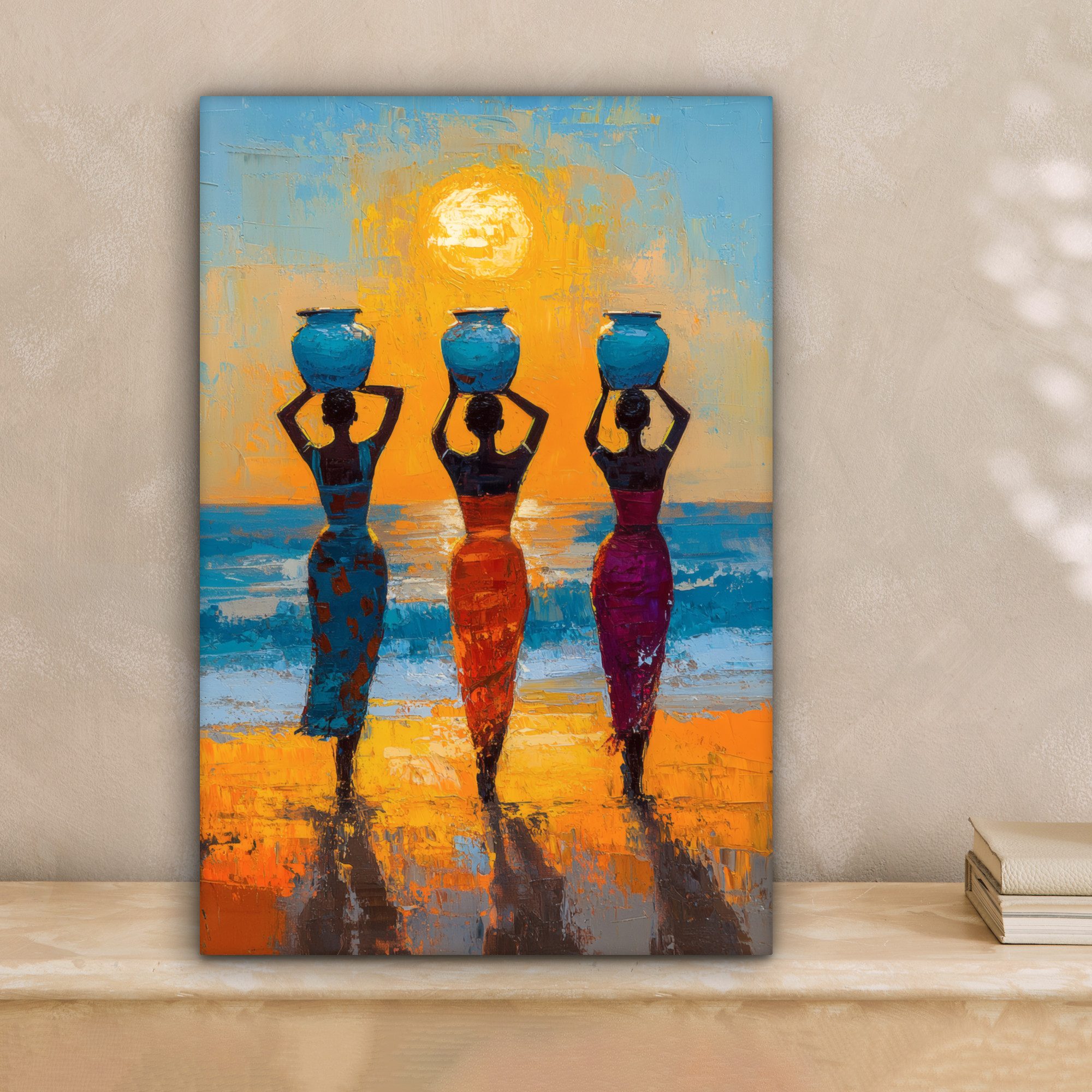 OneMillionCanvasses® Leinwandbild Frauen - Strand - Sonnenuntergang, Fotodr günstig online kaufen