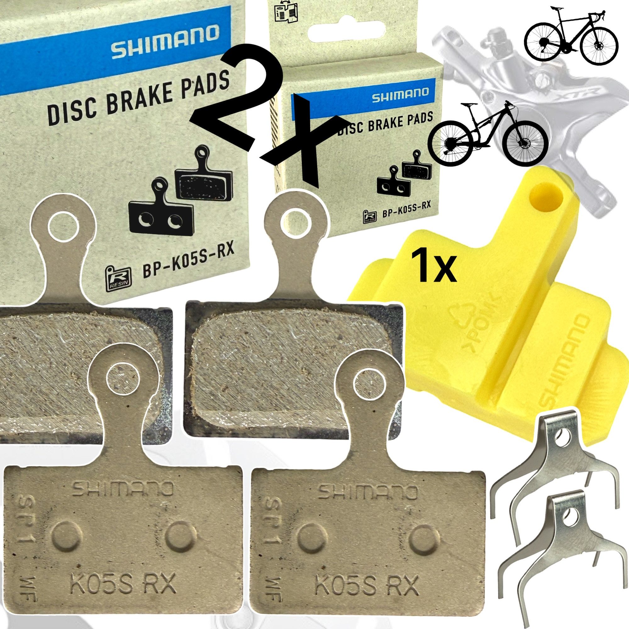 Shimano Scheibenbremse Shimano 2x K05S-RX Resin XT XTR 105 Ultegra Disc Scheibenbremsbeläge