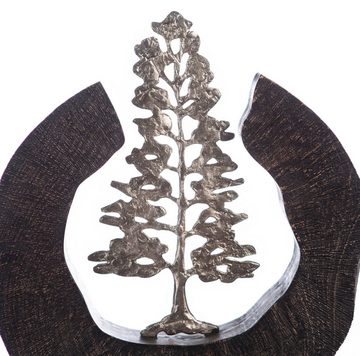 GILDE Dekoobjekt »Skulptur Fir Tree, schwarz/silber« (1 Stück), Höhe 39 cm, handgefertigt, aus Metall und Holz, Motiv Baum, Wohnzimmer