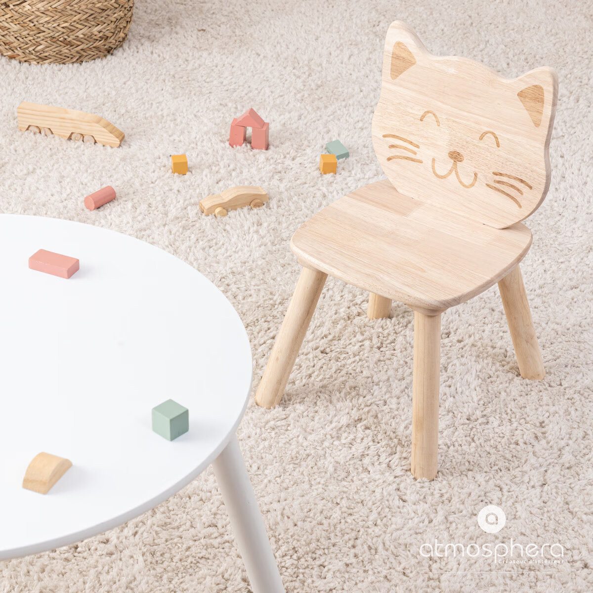 Atmosphera Créateur d'intérieur Hocker Holzstuhl für Kinder CAT, 30 x 28 x 50 cm (1 Stk., Sitzhocker), funktional