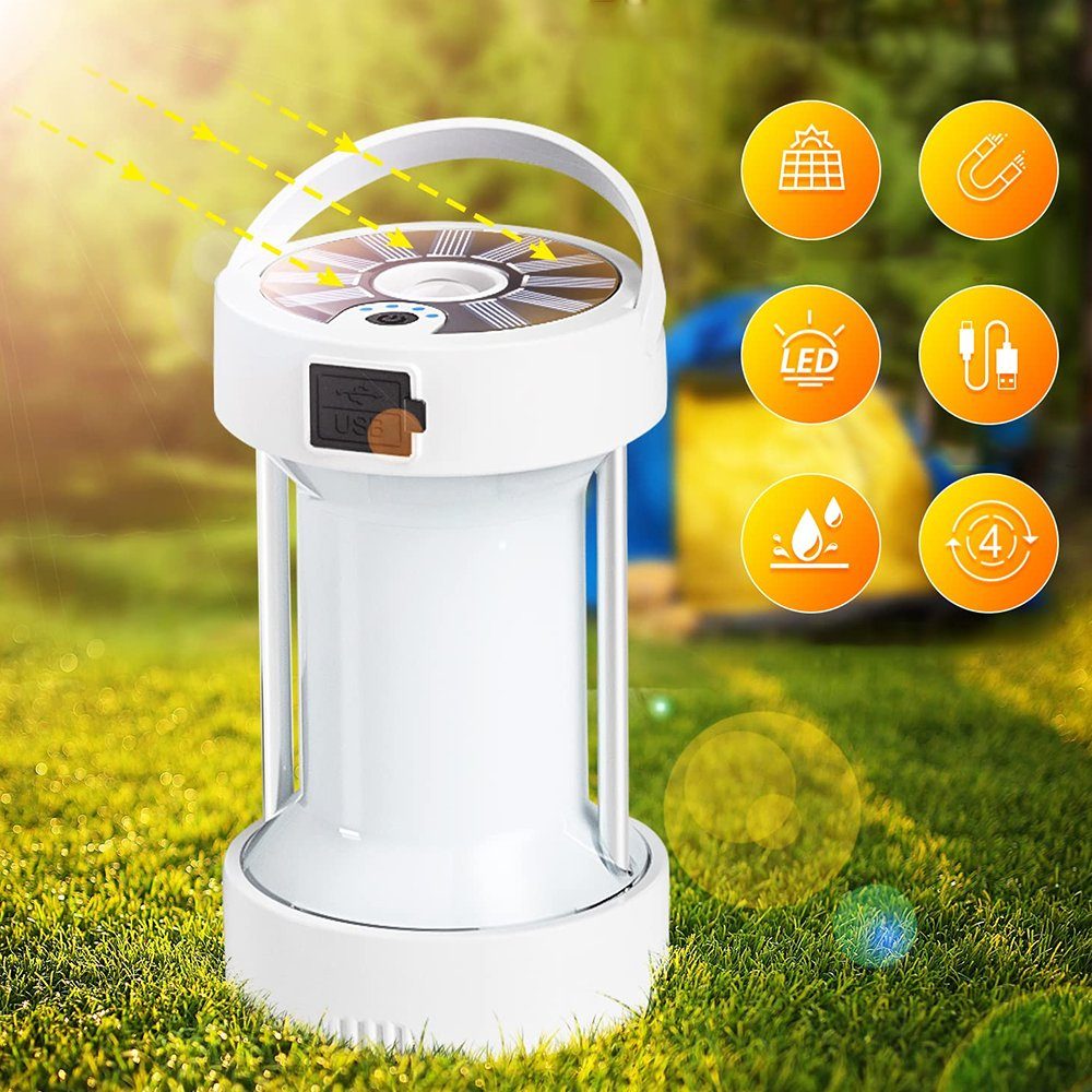 Bedee LED Laterne Solar Camping Laterne, Wasserdicht LED Campinglampe  Wiederaufladbar, magnetischer Basis und faltbarem Haken Notfalllicht für  Wandern Angeln, LED fest integriert, Gartenlaterne Zeltlampe Notlicht Power  Bank 4 Modi Suchscheinwerfer