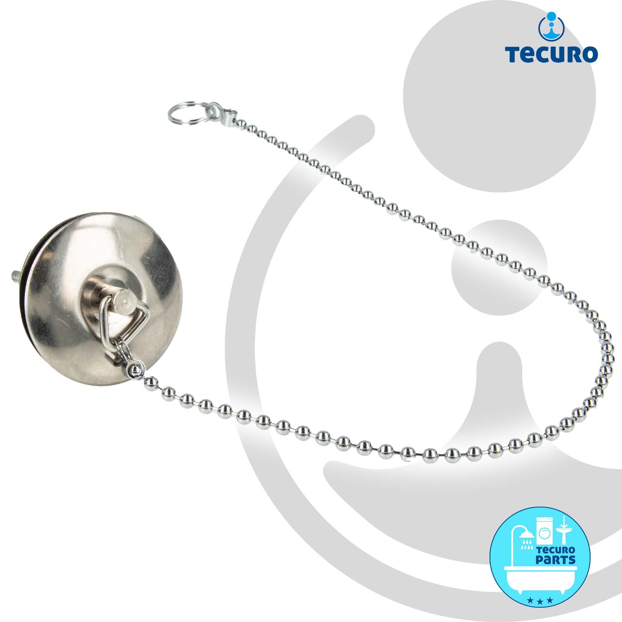 tecuro Ablaufventil Ventilstopfen Kugelkette 30 cm x Ø 3,6 mm, verchromt