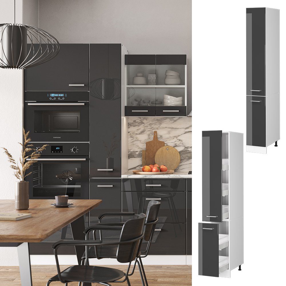Vicco Hochschrank R-Line, Anthrazit Hochglanz/Weiß, 30 günstig online kaufen