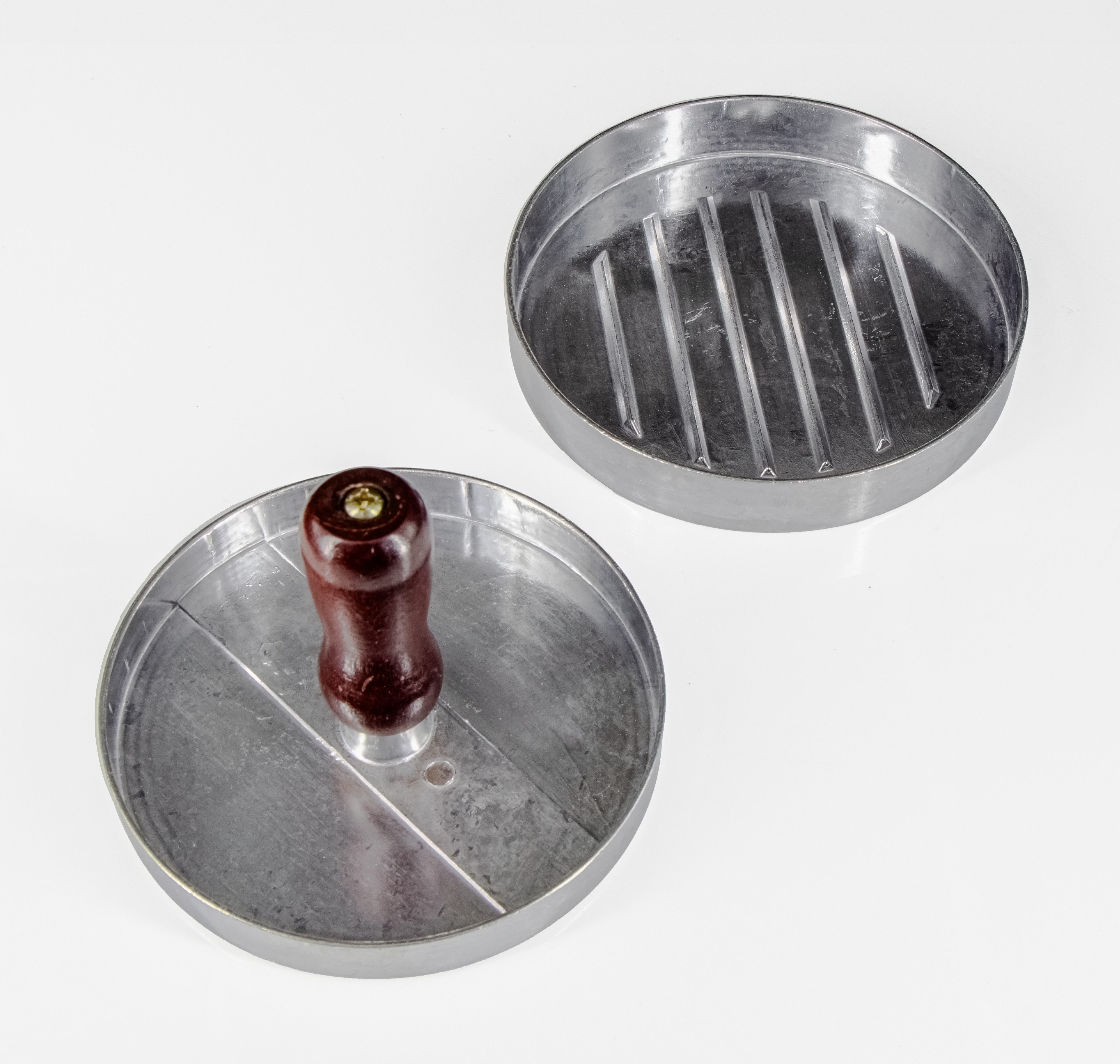 KVOTA Burgerpresse Patties-Former aus Aluminium Hamburger Veggie Antihaft 11,8x8 cm (3 St), Aluminium, Holz, Aluminium, leicht, einfach