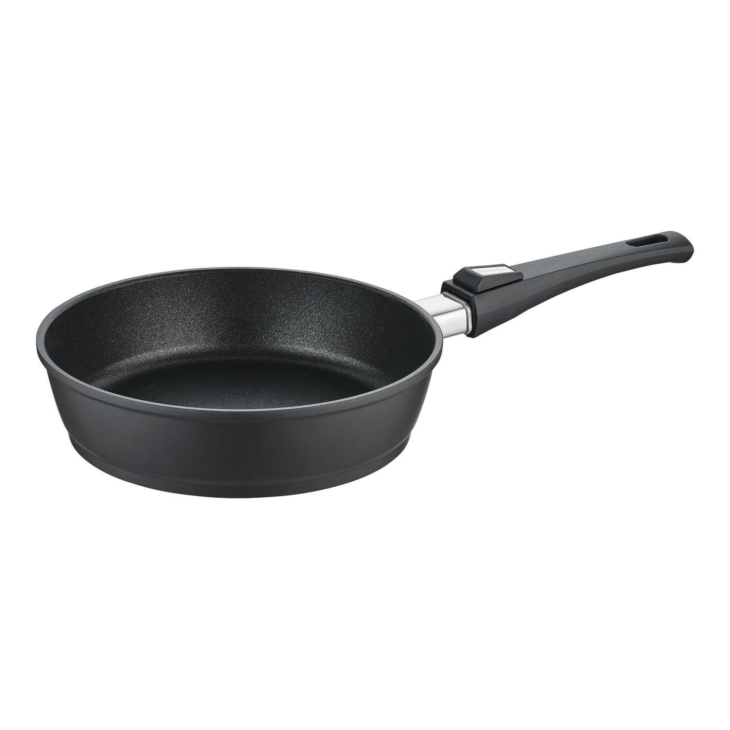Berndes Schmorpfanne VARIO CLICK, Ø 24 cm, Schwarz, Antihaftbeschichtet, Aluminiumguss, inkl. Kunststoffgriff mit Klicksystem, Induktion