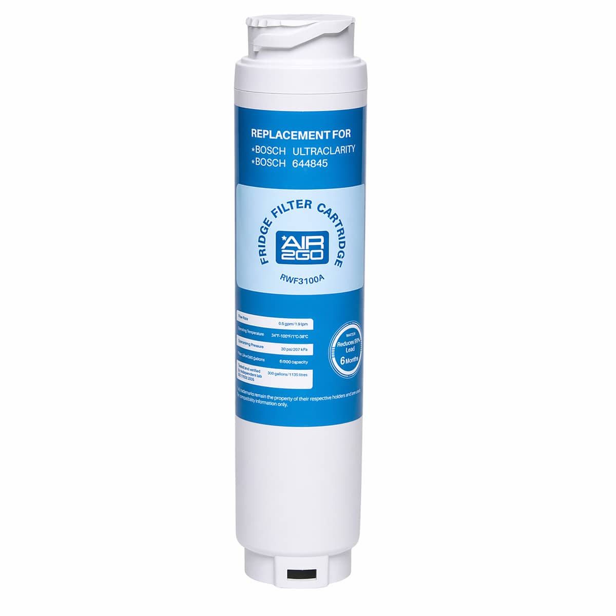 AIR2GO Wasserfilter für Miele RWF3100A, Zubehör für Kühlschrankfilter für Miele F1411SF, F1411VI, F1471VI, F1472VI, F1811SF, F1811VI, F1901VI, F1911SF, F1911VI, FIN36M1IL101, KAD62V78, KF1801VI, KF1811VI, KF1901VI, KF1911VI, Passend für Kühlschränke von Miele