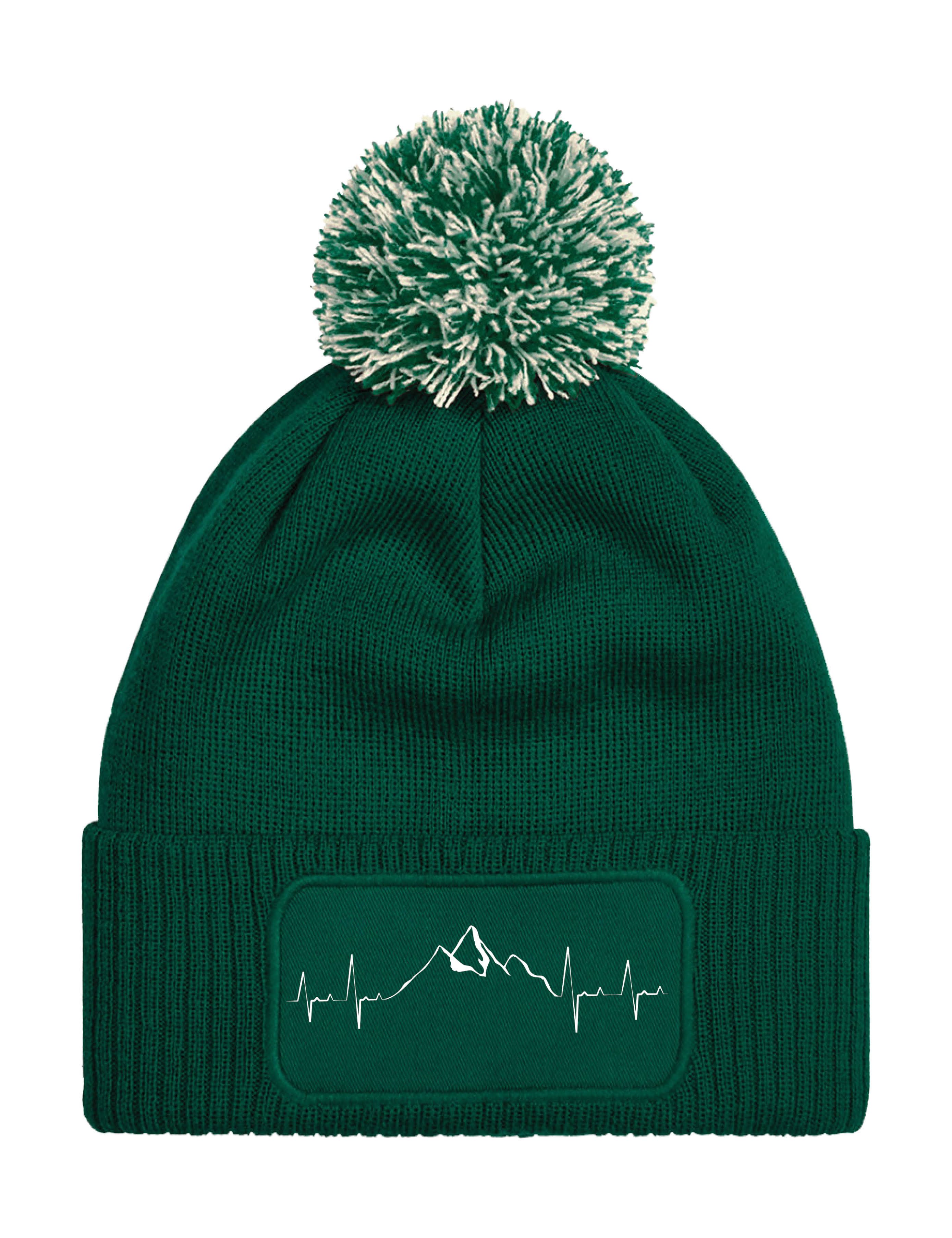 Youth Designz Beanie Unisex Strick Bommel Beanie Mütze mit Heartbeat Mountain Aufdruck mit lustigen Print für Männer und Frauen