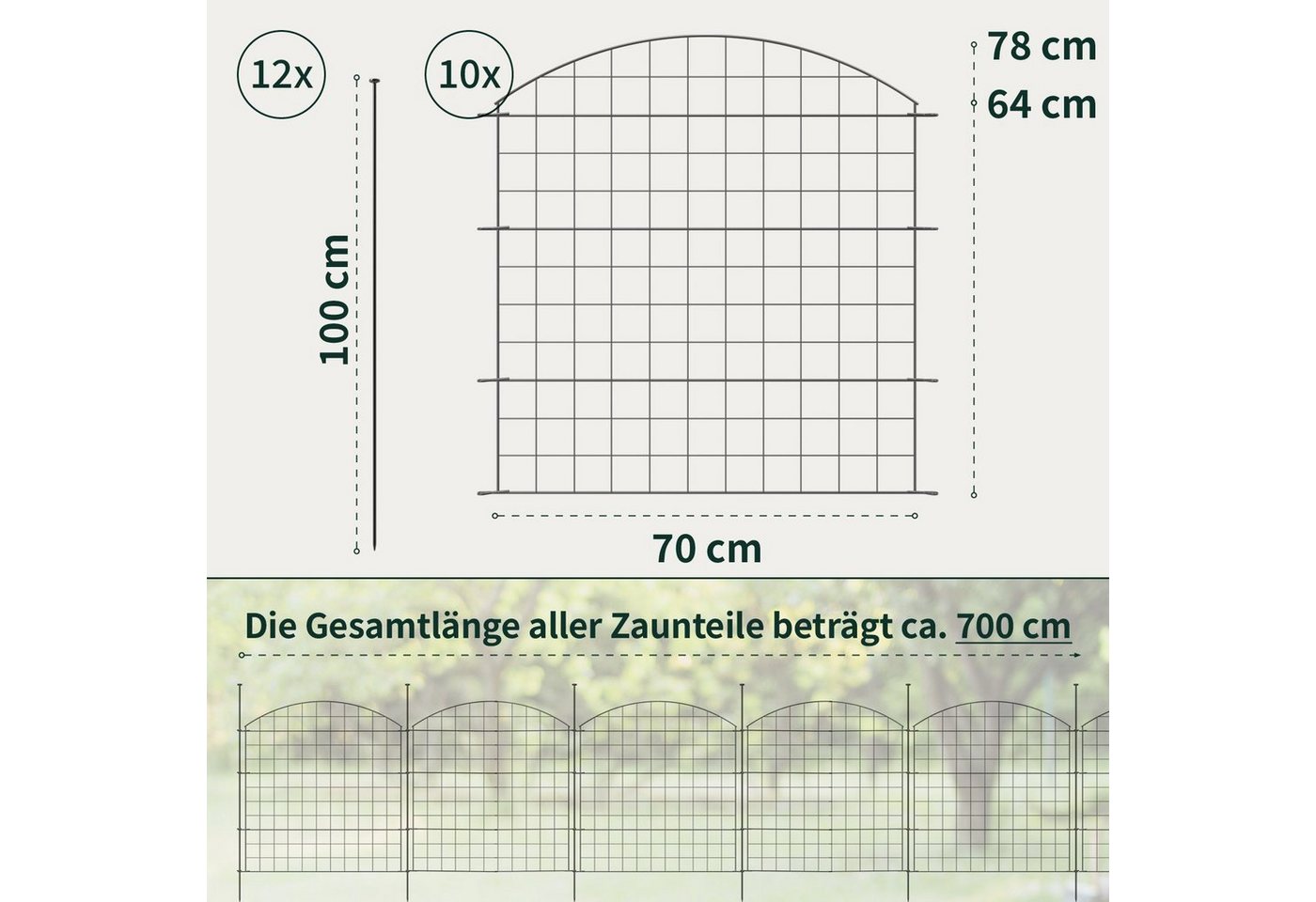 Thumbnail - VERDOBA Zaun Teichzaun Gartenzaun Hundezaun - Metall Gitterzaun aus Zaunelementen