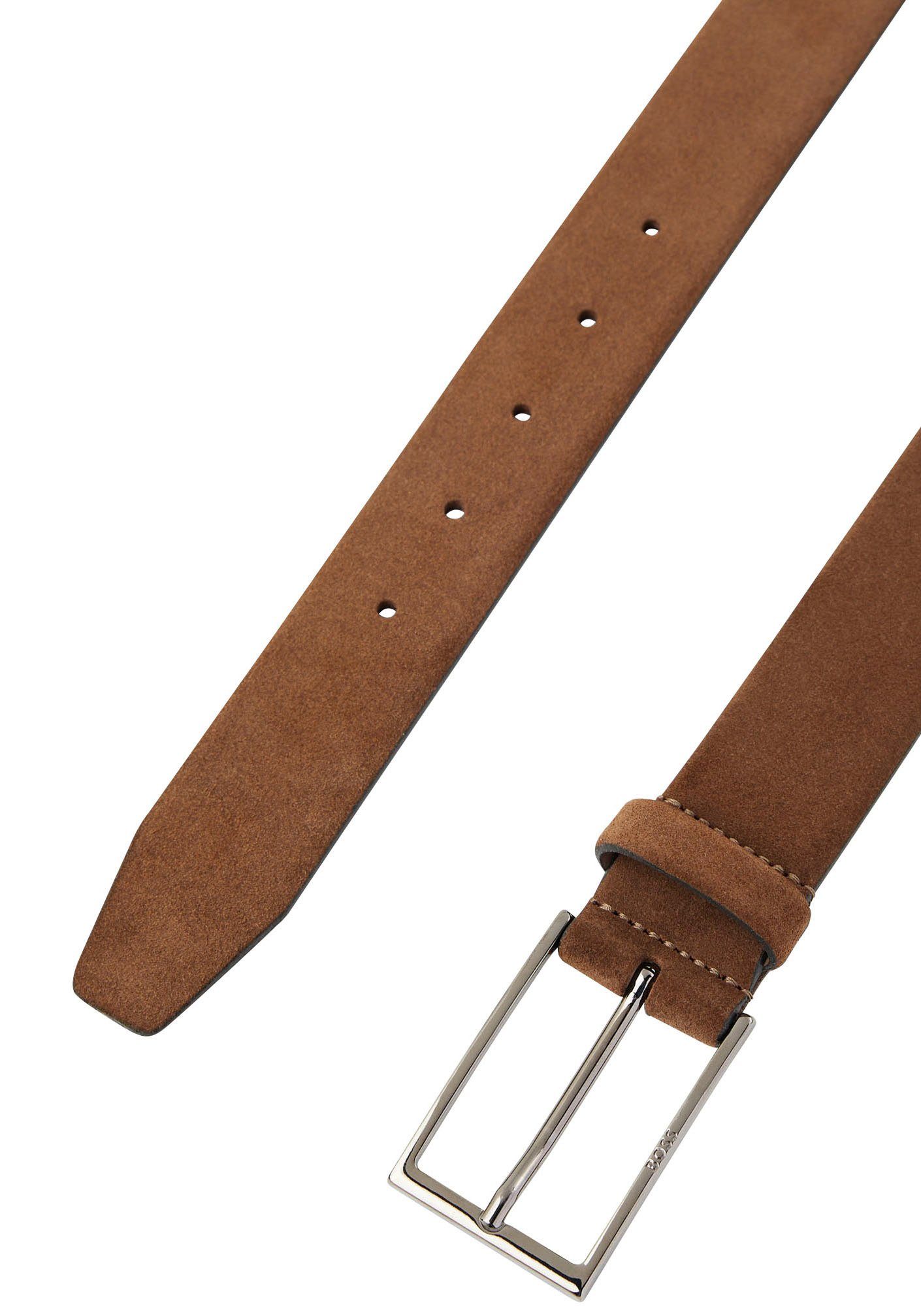 BOSS Ledergürtel Calindo aus Veloursleder Metall Rust/Copper mit Logo-Schliesse aus