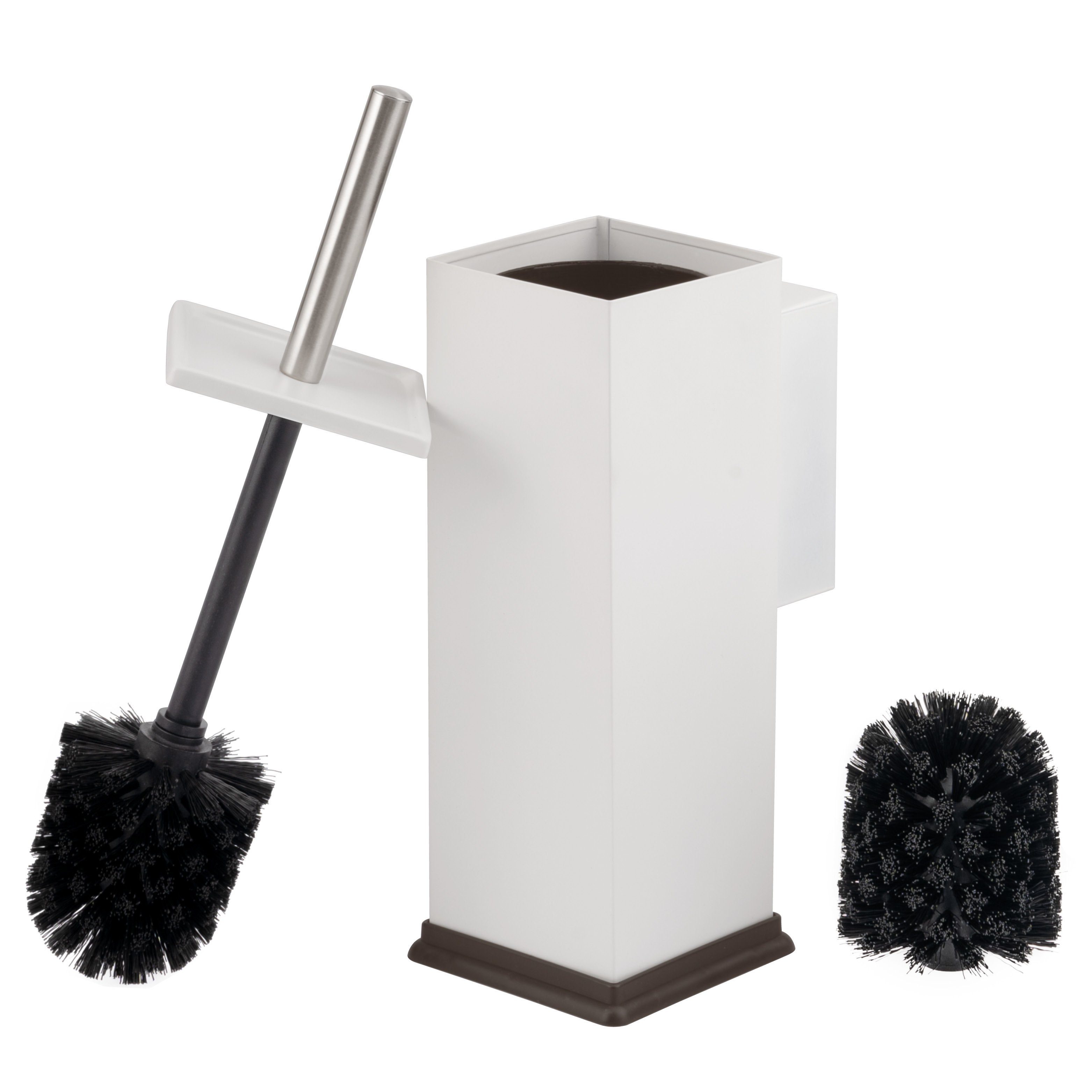 bremermann WC-Reinigungsbürste WC-Garnitur inkl. Wandhalterung, eckig, Badezimmer, (Komplett-Set), inkl. Wandhalterung weiß
