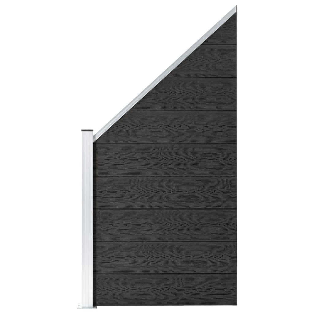 furnicato Zaun WPC Grau 95 x (105-180) cm mit Aluminium-Pfosten, (1-St), UV-beständiger Sichtschutz mit robustem Aluminium-Oberprofil