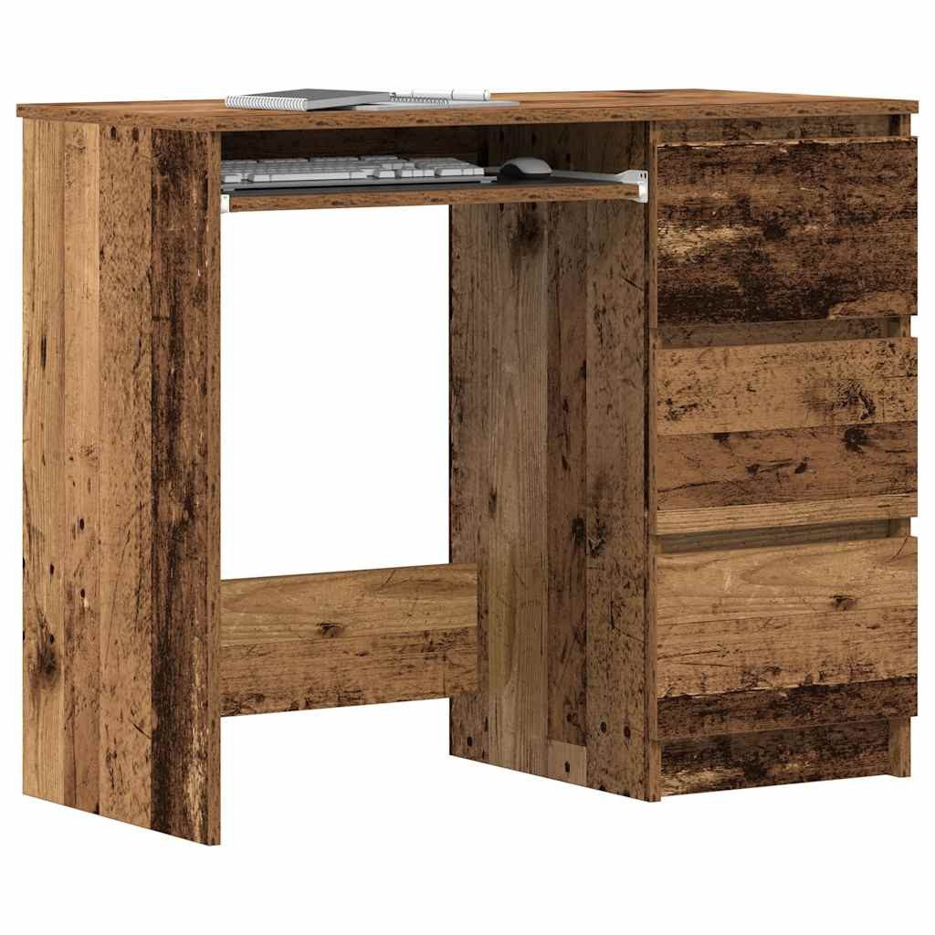 furnicato Schreibtisch 90 x 45 x 76 cm Altholz (1-St), Stabiler Arbeitstisch mit 3 Schubladen für dein Arbeitszimmer