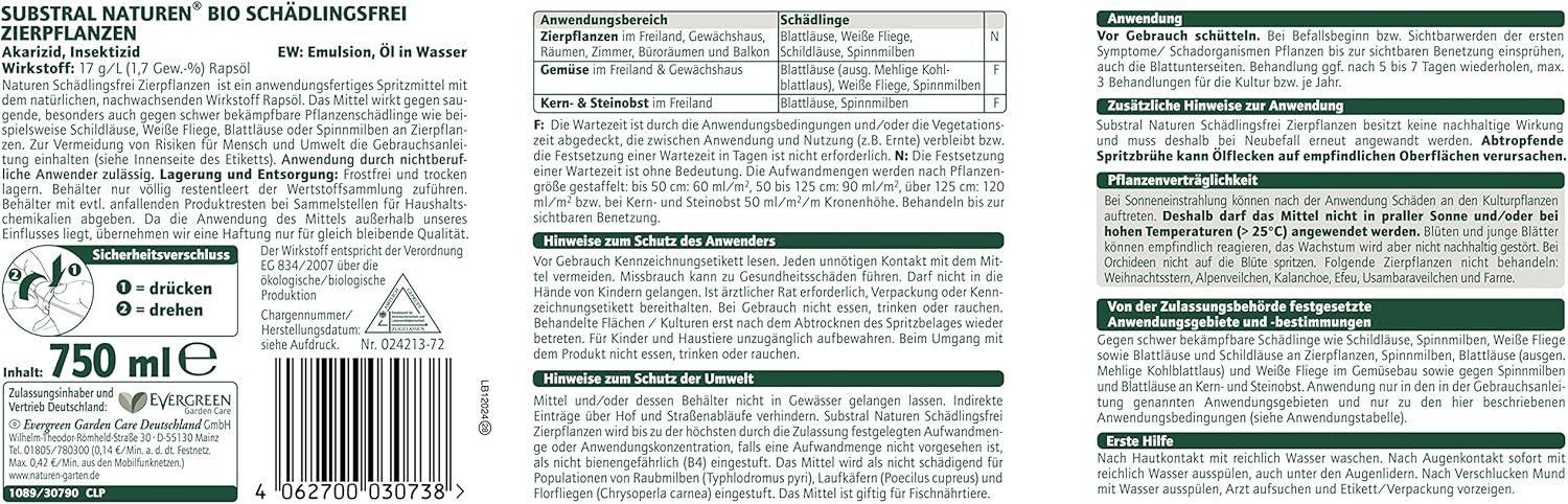 Thumbnail - Evergreen Insektenspray Substral Naturen Schädlingsfrei Zierpflanzen 750 ml Sprühflasche