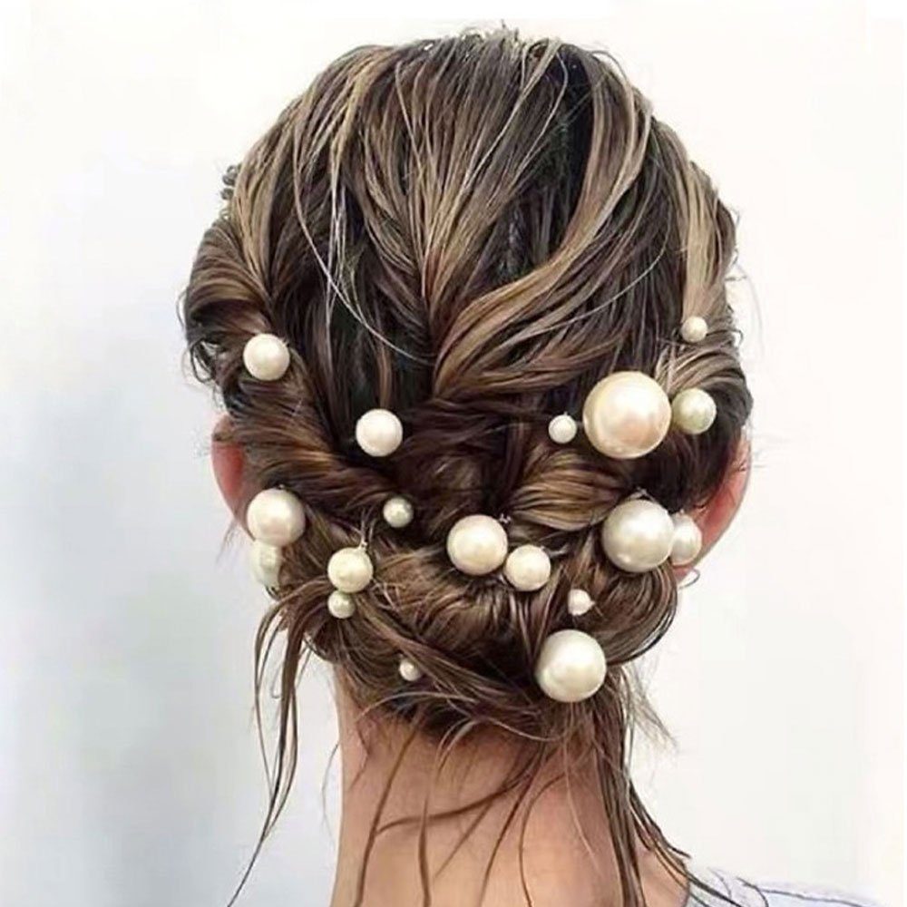 AUzzO~ Diadem haarschmuck für bräute Hochzeit Kopfschmuck Perlen-Haarspangen-Set (18 Stücke), Frei kombinierbar