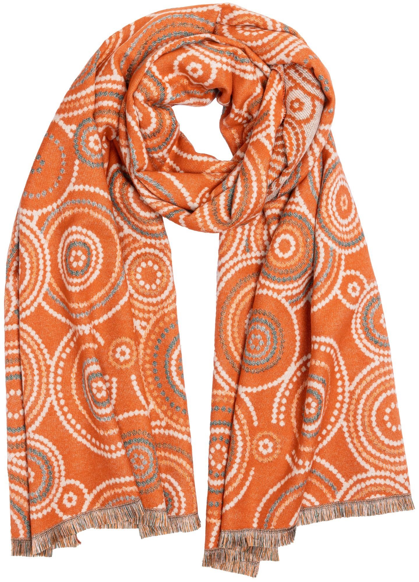 Caspar Modeschal SC524 Damen warmer XXL Winter Schal mit klassischem Paisley Muster rost