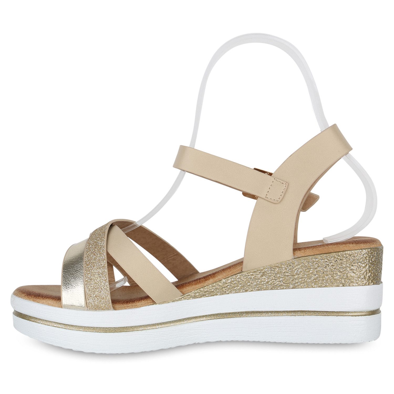 VAN HILL 840958 Plateausandaletten Damen Plateau Sandaletten Glitzer Keilab günstig online kaufen