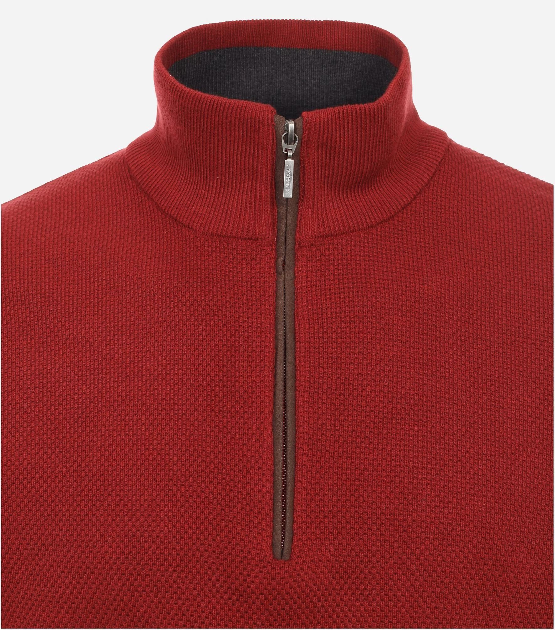 Sweatshirt Redmond Rot(58) Reißverschluss Troyer