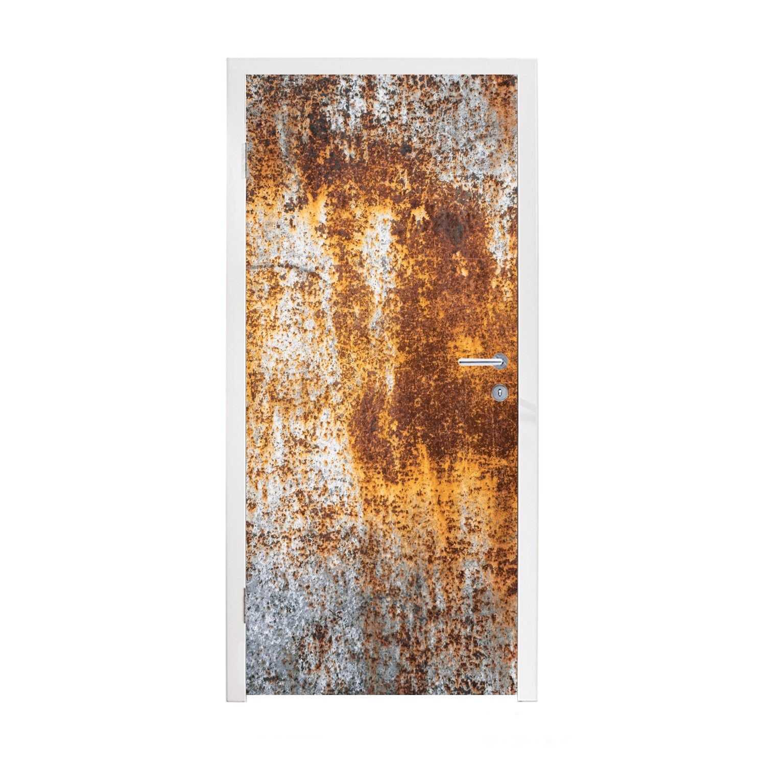 MuchoWow Türtapete (1 - St), cm - Matt, Türaufkleber, Stahl Rost Tür, Struktur, bedruckt, 75x205 Fototapete für