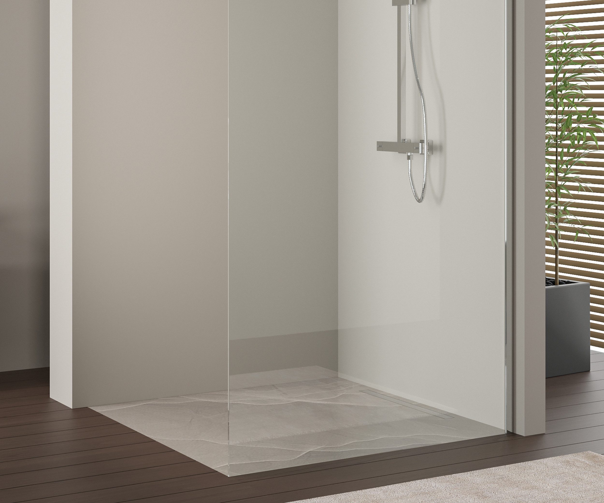 Bernstein Walk-in-Dusche EX103, Einscheibensicherheitsglas (ESG), (1 tlg), Super White Glass, Chrom hochglanz, ohne Stange bis 120 cm