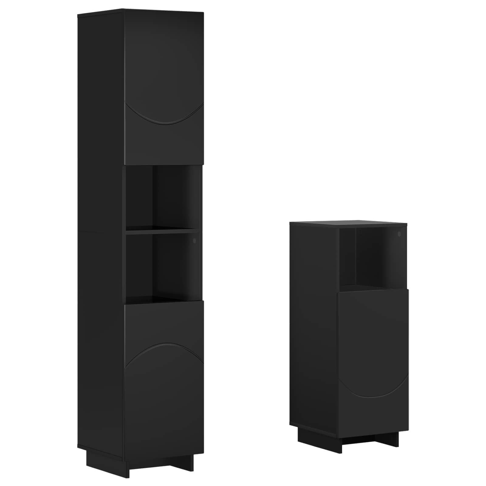 vidaXL Gartenlounge-Set Badezimmerschrank-Set 2 stk. Schwarz Holzwerkstoff, (2-tlg)