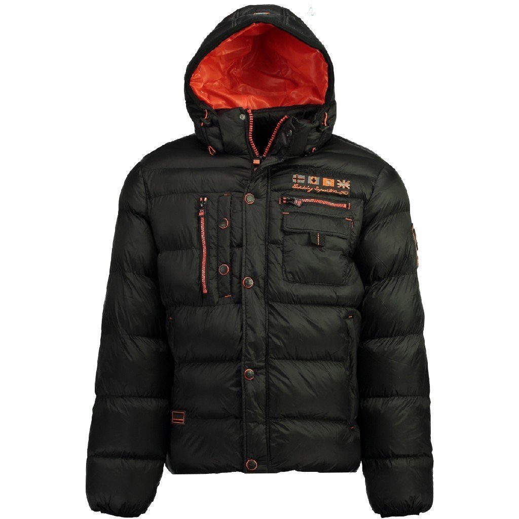 Geographical Norway Winterjacke Citernier mit abnehmbarer Kapuze, auch in Großen Größen enthältich, mit Stehkragen, warme gefütterte Herren Steppjacke Schwarz