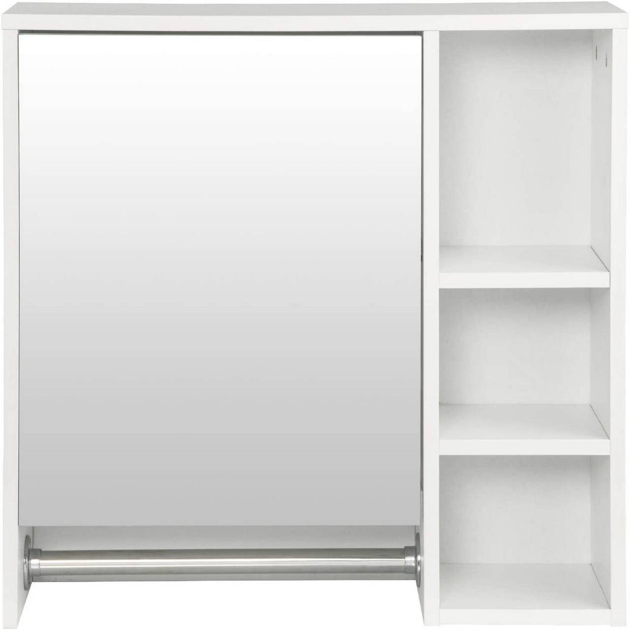Ablagen Spiegelschrank 6 Weiß EUGAD Tür 60x20x60cm mit mit Hängeschrank