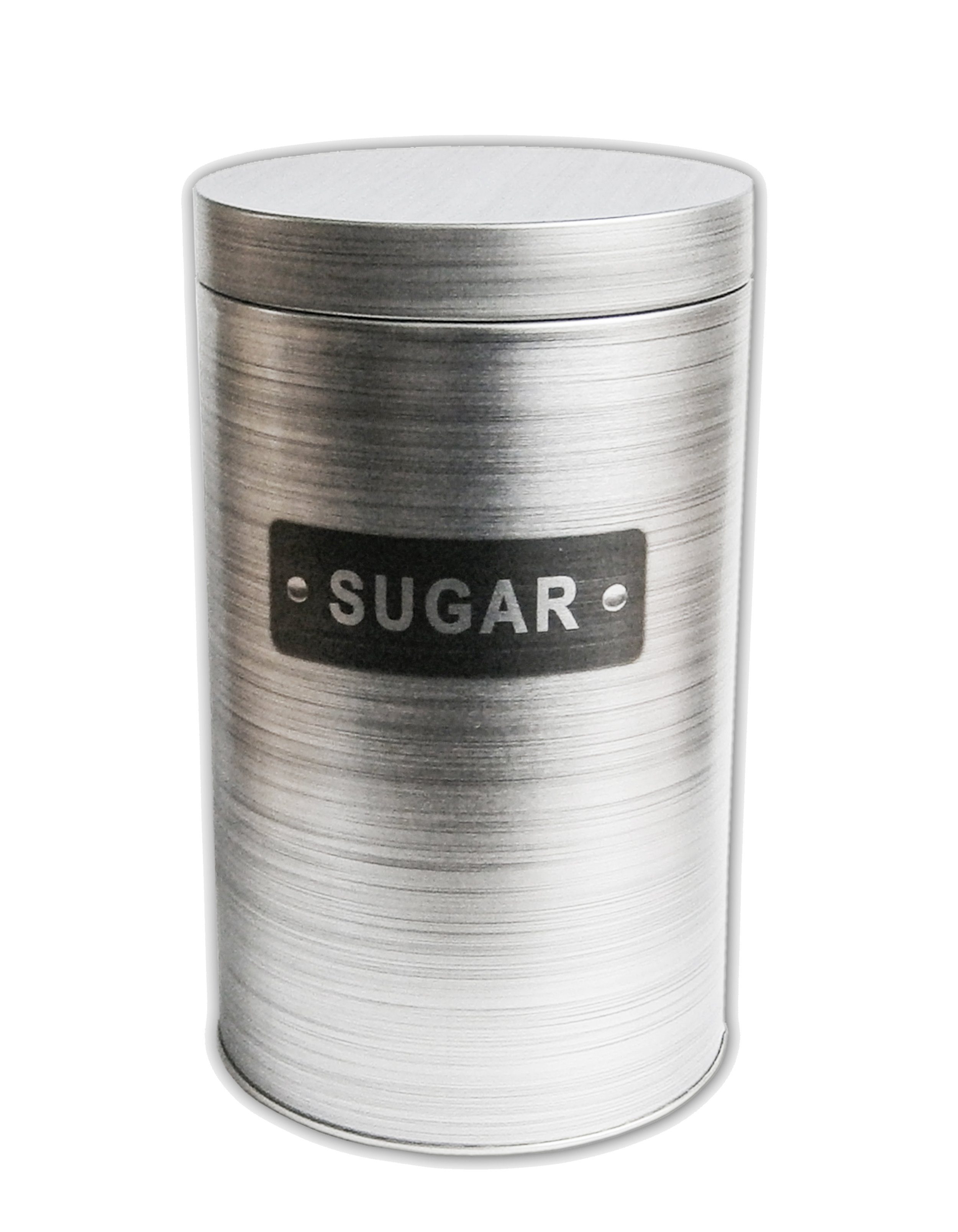 Zuckerdose BLECHDOSE "Sugar" 18cm Alu Zuckerdose Vorratsdose 89 (Silber), Aufbewahrungsdose Dose