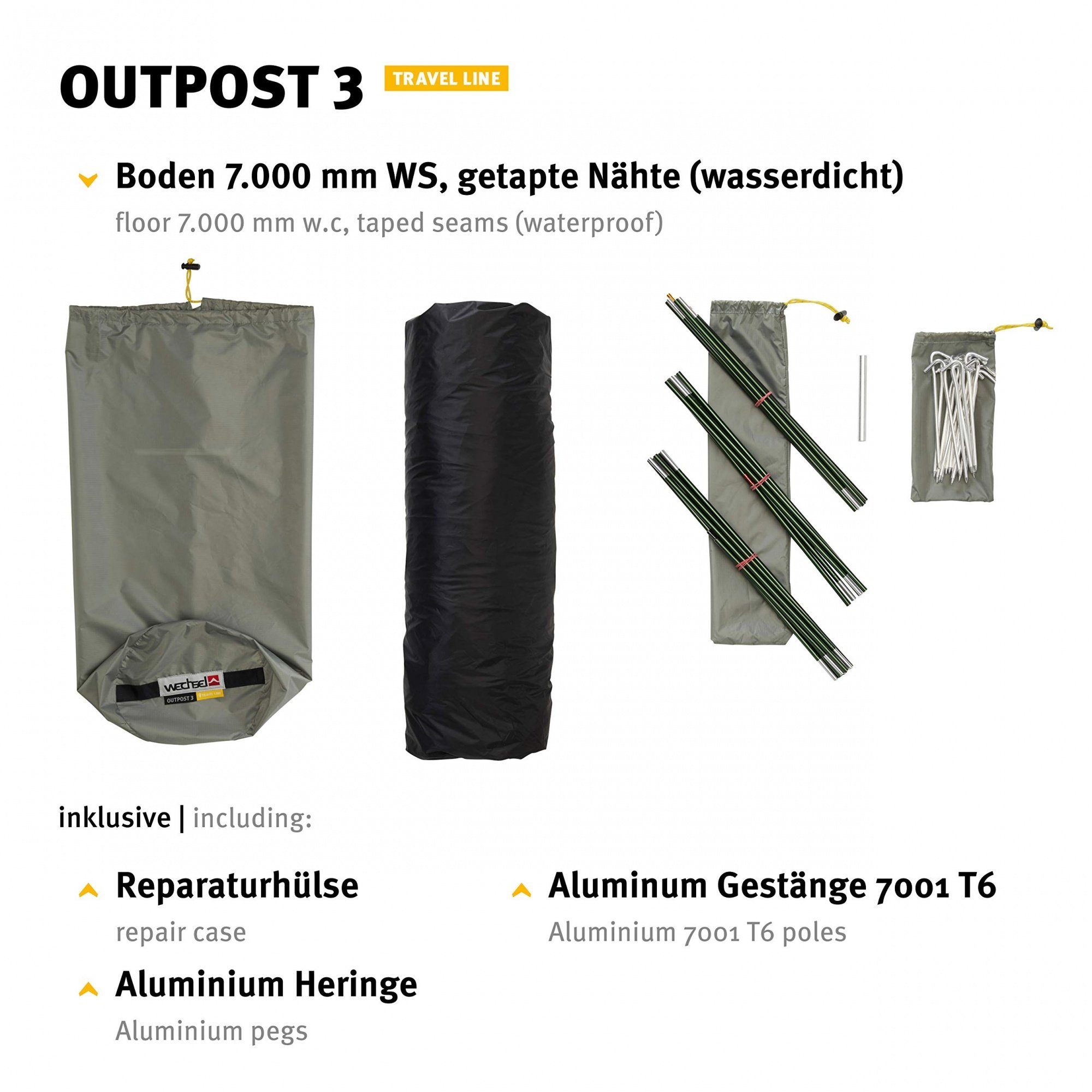 3 - Personen: Tunnelzelt Zelt, 3 Travel Outpost 3-Personen Tents Geräumiges - Line Wechsel