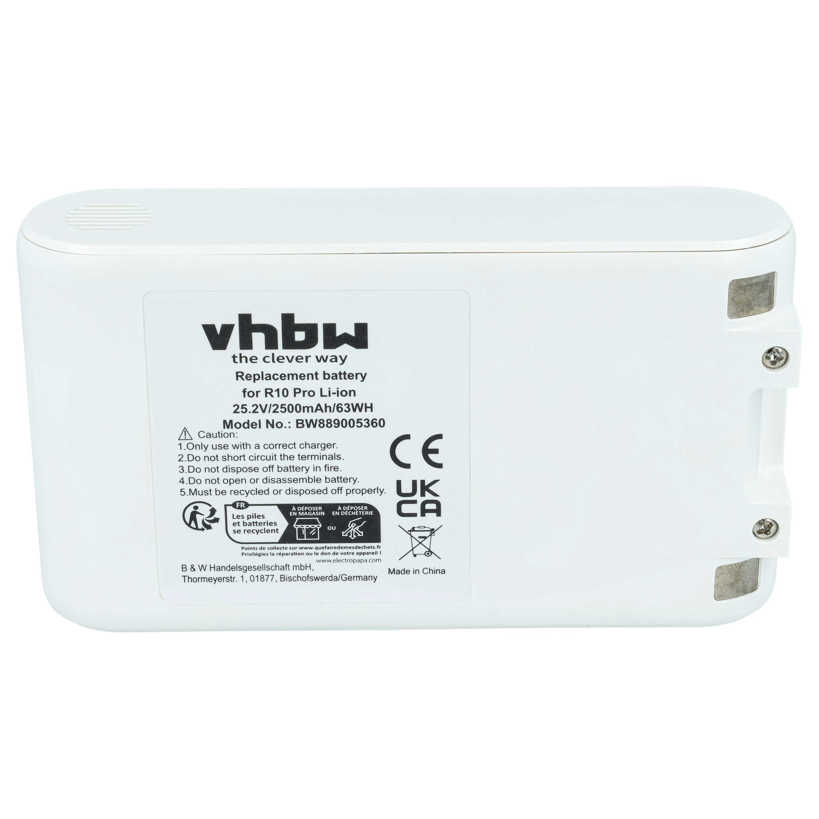 vhbw Akku passend für Dreame R10, R10 Pro Staubsauger (2,5 Ah, 25,2 V, Staubsauger-Akku Akku Li-Ion 2500 mAh (25,2 V, 1 St), Leistungsfähiger Austausch-Akku für Ihren Staubsauger