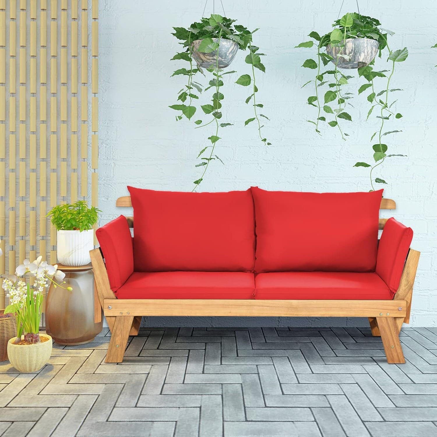 KOMFOTTEU Gartenbank 2-3 Sitzer Holzbank, mit günstig online kaufen