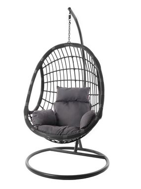 KIDEO Hängesessel Hängesessel PALMANOVA grau, moderner Schwebesessel, Hängesitz mit Gestell und Kissen, Swing Chair