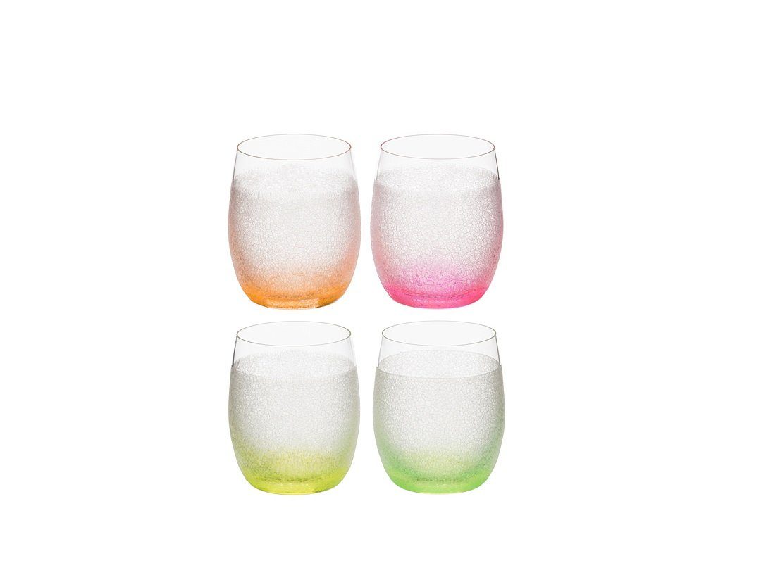 Crystalex Becher Wassergläser Becher Neon Frozen 300 ml 4er Set, 4-tlg., Kristallglas, mehrfarbig, Neonfarbig, Kristallglas, Kristallglas besprüht