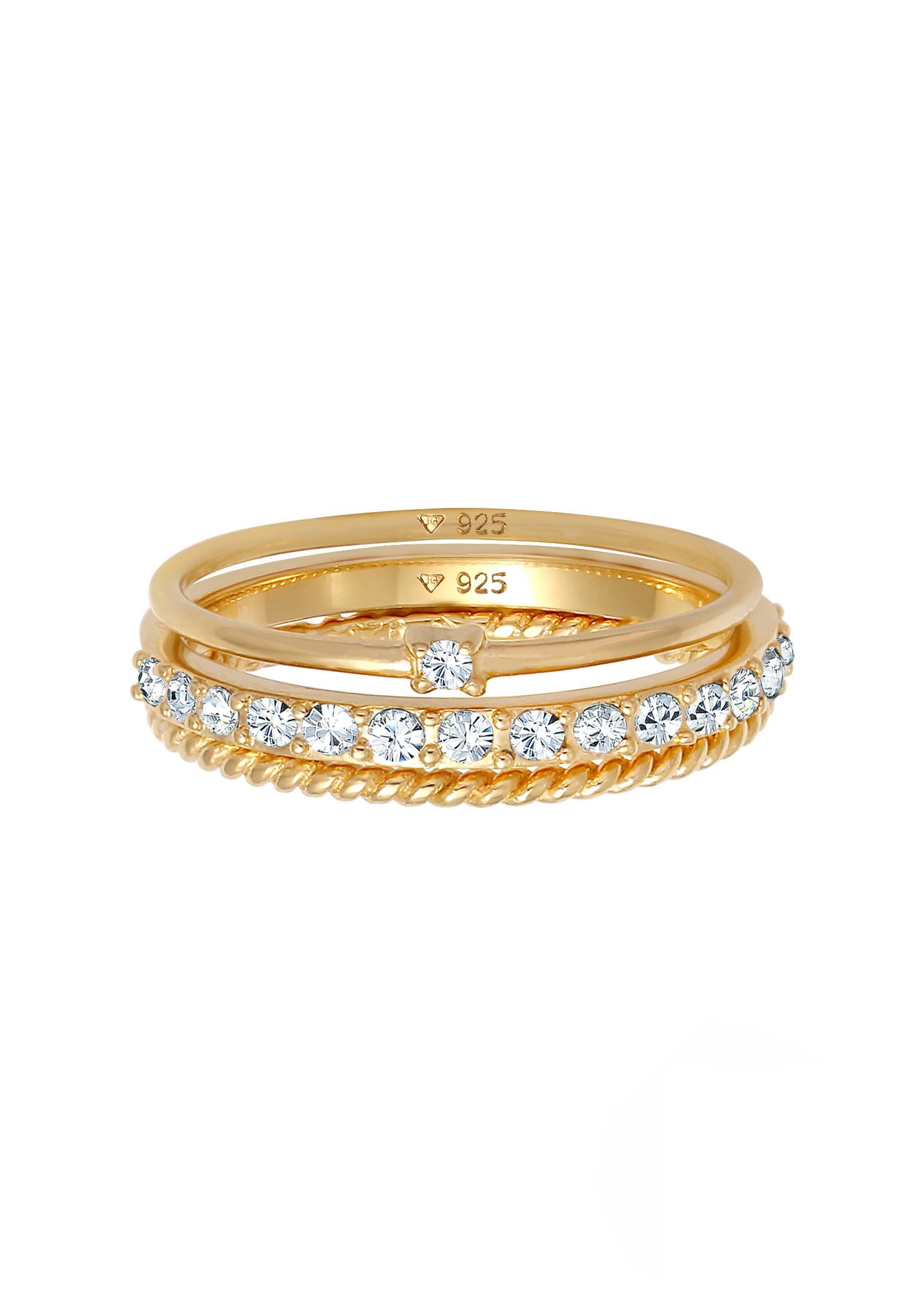 Elli Solitärring Kristalle Ringset (3 tlg) günstig online kaufen