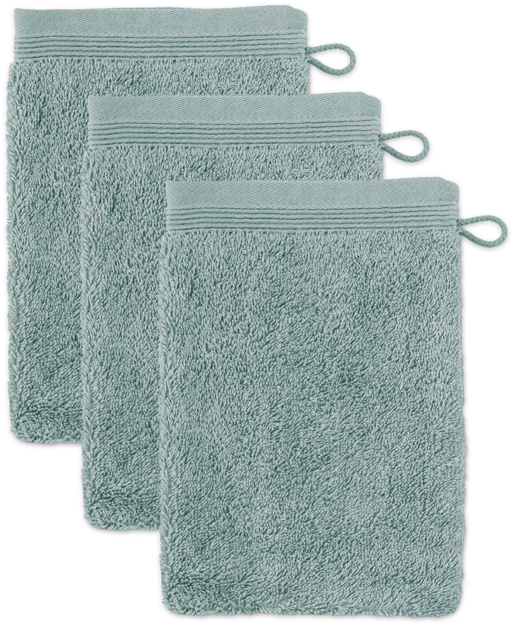 Möve Waschhandschuh Superwuschel, (Set, 3-St), Waschhandschuh Set mit Bordü günstig online kaufen