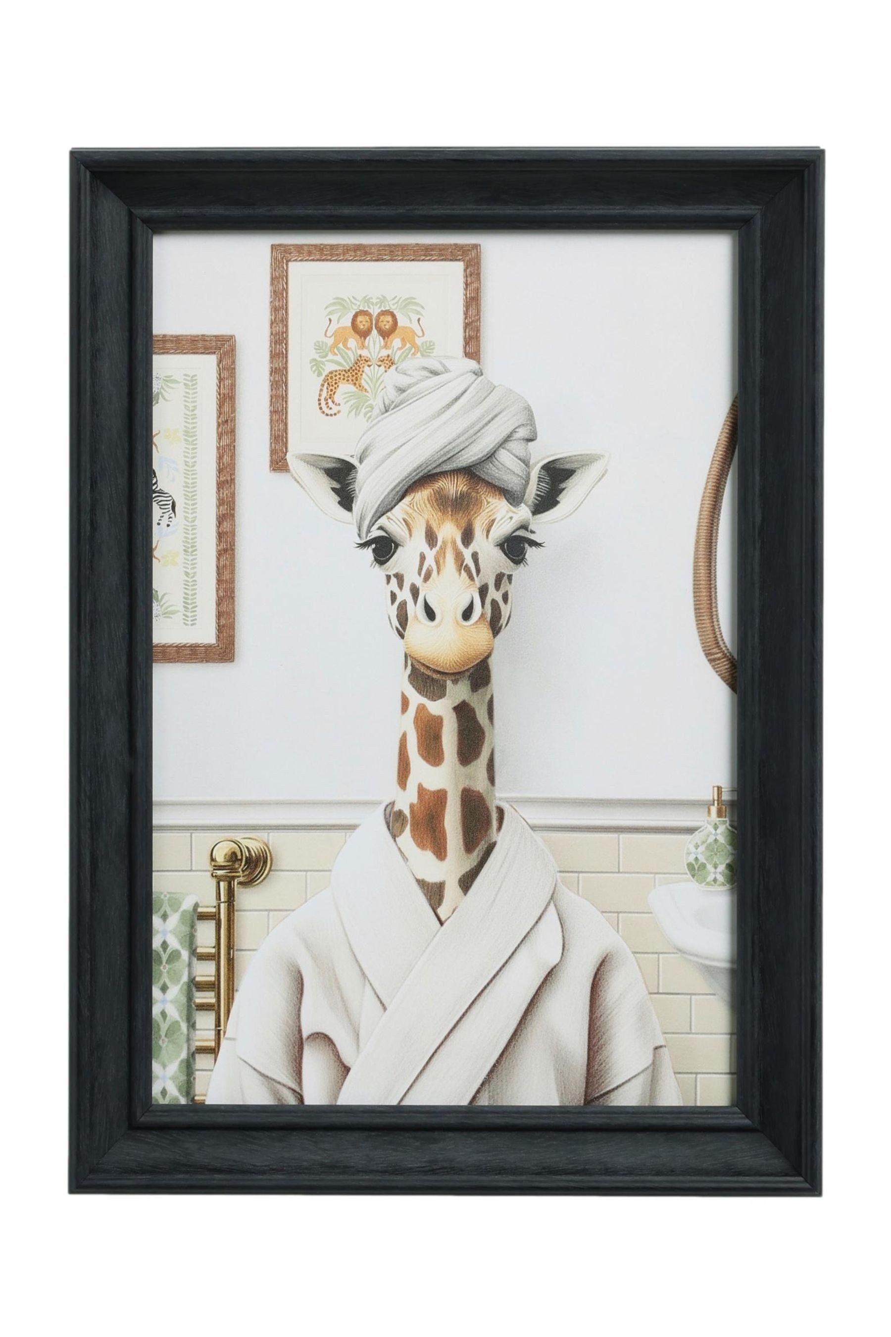 Wanddekoobjekt Gerahmter Wandschmuck Giraffe im Bad