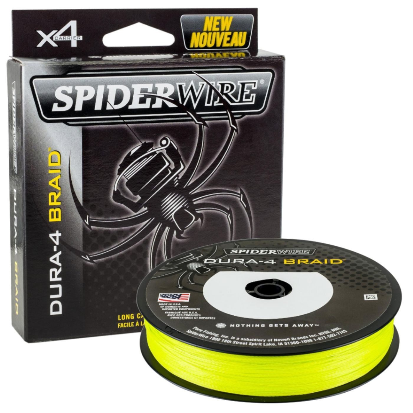 Spiderwire Angelschnur Spiderwire Dura 4 Braid Geflochtene Schnur 150m - 0,14mm Gelb Angeln, 150 m Länge, 0,14 mm Fadendurchmesser, (1-St), Sehr gutes Verhältnis von Stärke zu Durchmesser