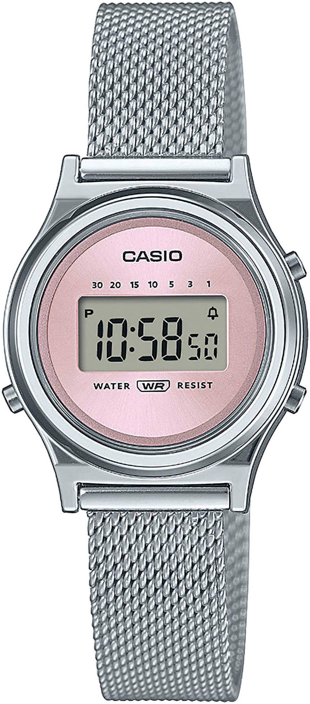 CASIO VINTAGE Chronograph LA700WEM-4AEF, Quarzuhr, Armbanduhr, Damenuhr, Edelstahlarmband,digital,Stoppfunktion