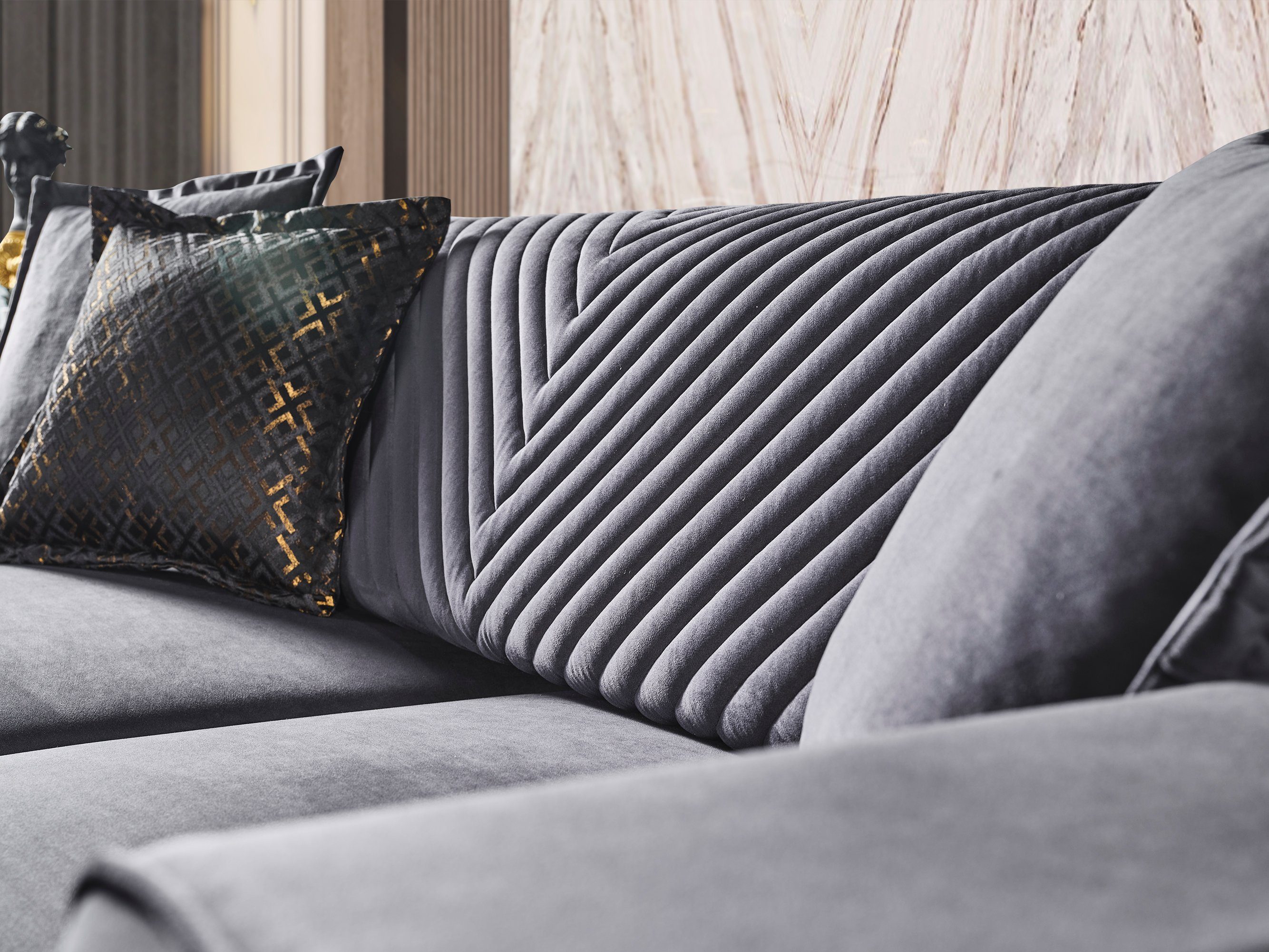 Sofa Villa Handmade Mikrofaser Samtstoff Möbel Teil, DIAMOND, 1 BLACK Quality,strapazierfähiger