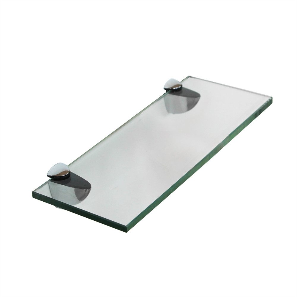 Mucola Wandregal Glasregal mit Halterung Klarglas Glasboden Badregal Ablage Glasscheibe, Glasregal mit Halter, Geschliffenen Kanten