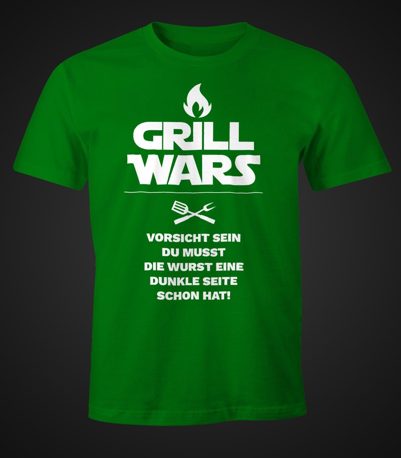 MoonWorks Print-Shirt mit Moonworks® mit Fun-Shirt grün Grill T-Shirt Spruch Print Wars Herren
