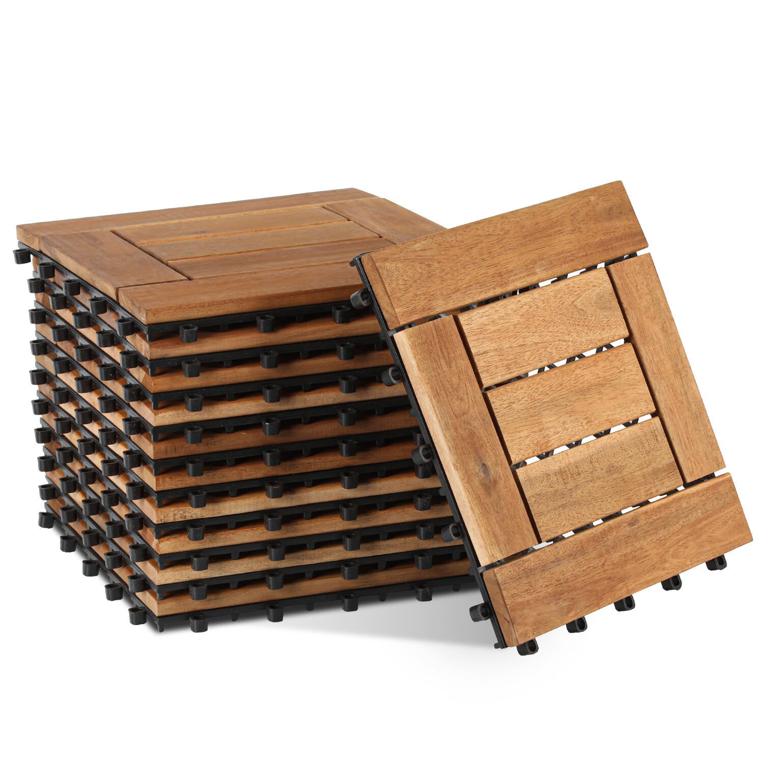 Clanmacy Holzfliesen Holzfliesen Terrassenfliesen Balkonfliesen mit Drainagensystem 1-5 qm