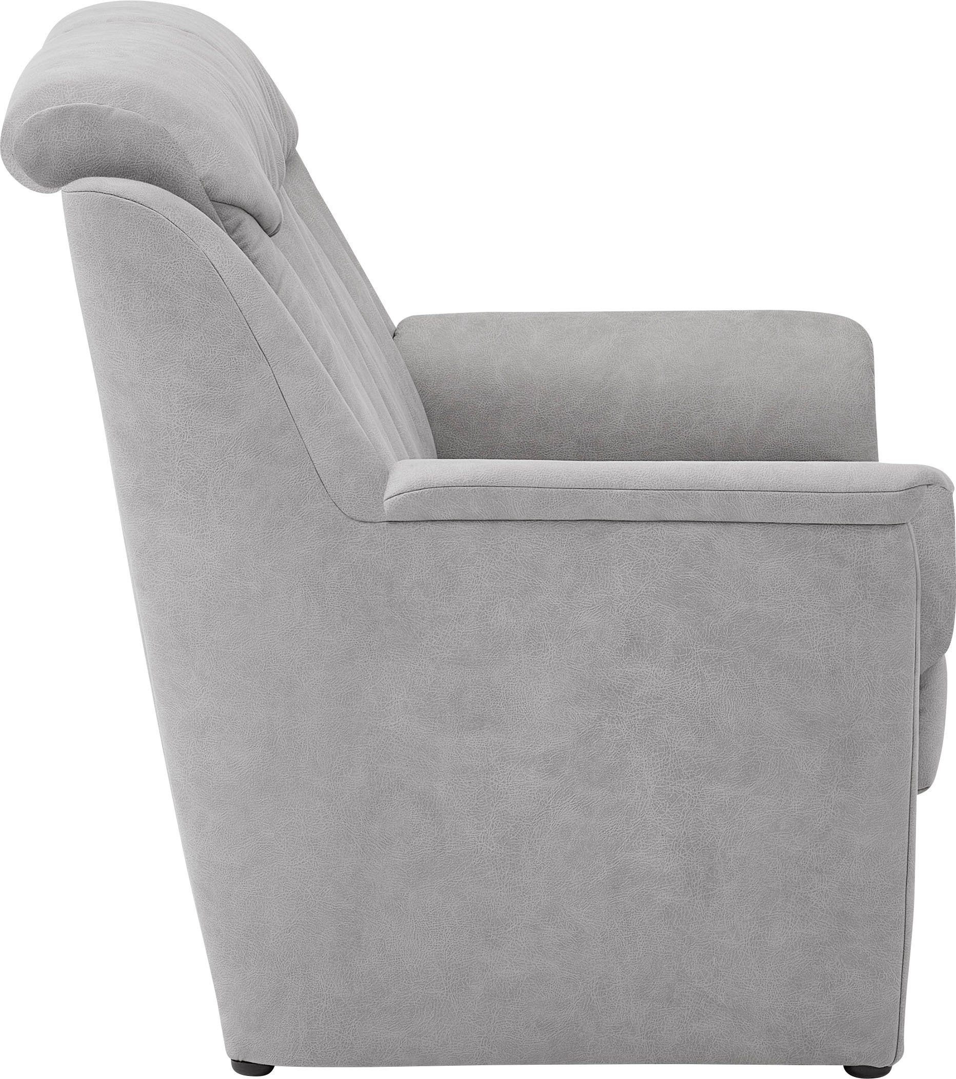 3-Sitzer (Set, BECK Kopfteilverstellung, in 2x und Sessel VILLA Lugano, Polstergarnitur cm, 46 3-tlg), Sitzhöhe