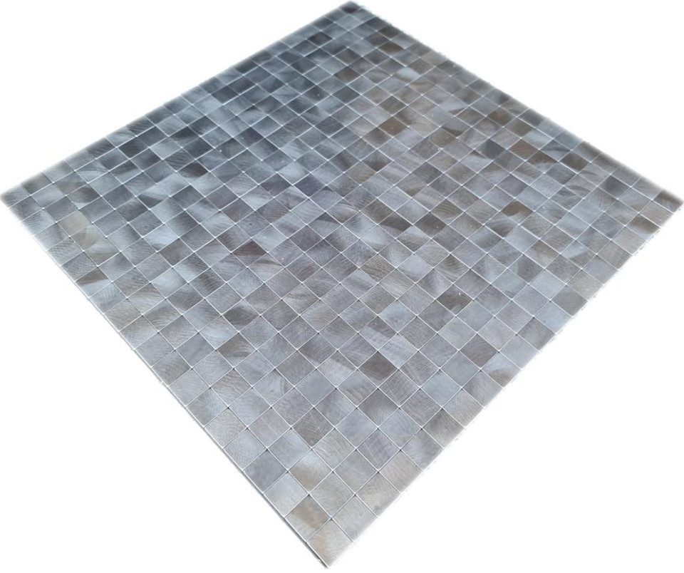 Mosani Wandfliese Selbstklebende Mosaik Плитка Плиткаaufkleber Wanddeko, Aluminium Metall, Silber, Spritzwasserbereich geeignet, Küchenrückwand Spritzschutz