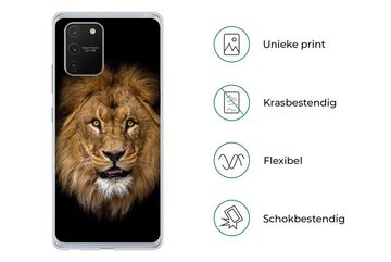 MuchoWow Handyhülle Löwe - Porträt - Schwarz - Tiere, Phone Case, Handyhülle Samsung Galaxy S10 Lite, Silikon, Schutzhülle