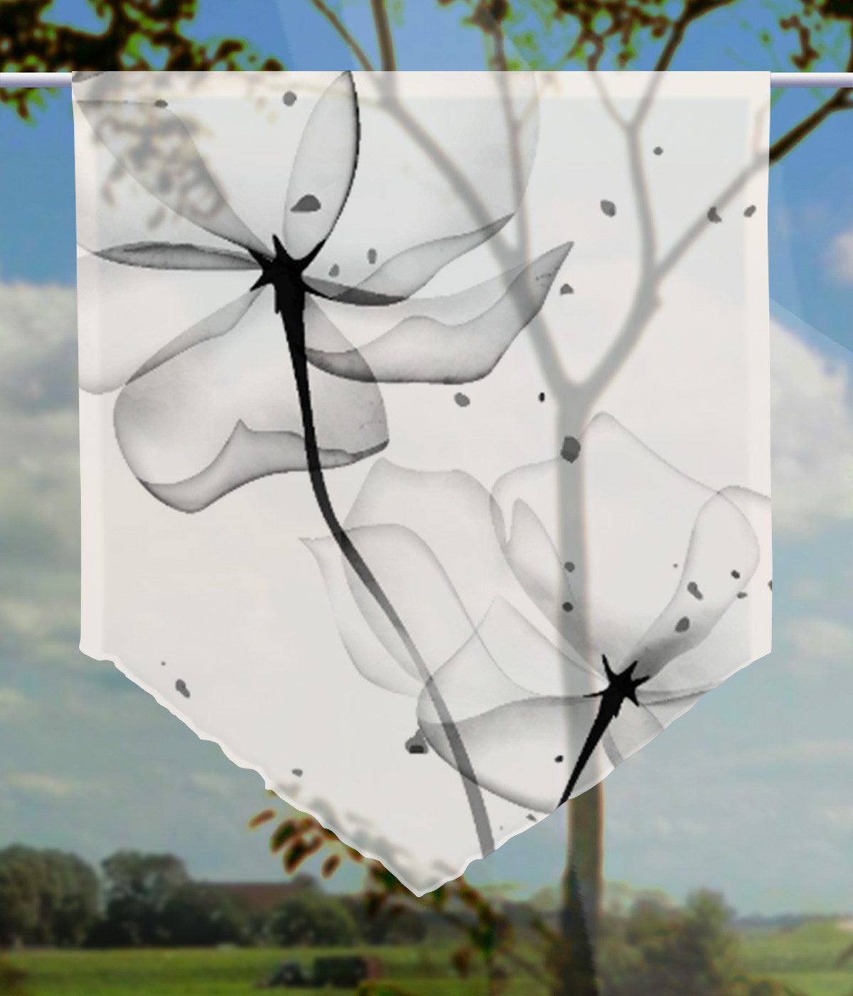 gardinen-for-life Scheibengardine Lule tribus grey - spitzer Scheibenhänger günstig online kaufen