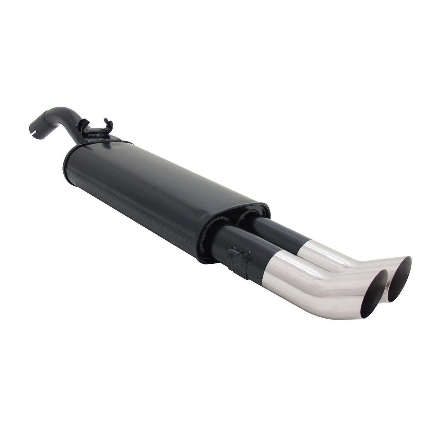 OMAC Auspuff-Flexrohr Novus Sportauspuff für VW Golf 2 19E 2x76mm Endschalldämpfer mit ABE, (1-tlg), Leicht austauschbar - Doppelter Ausgang