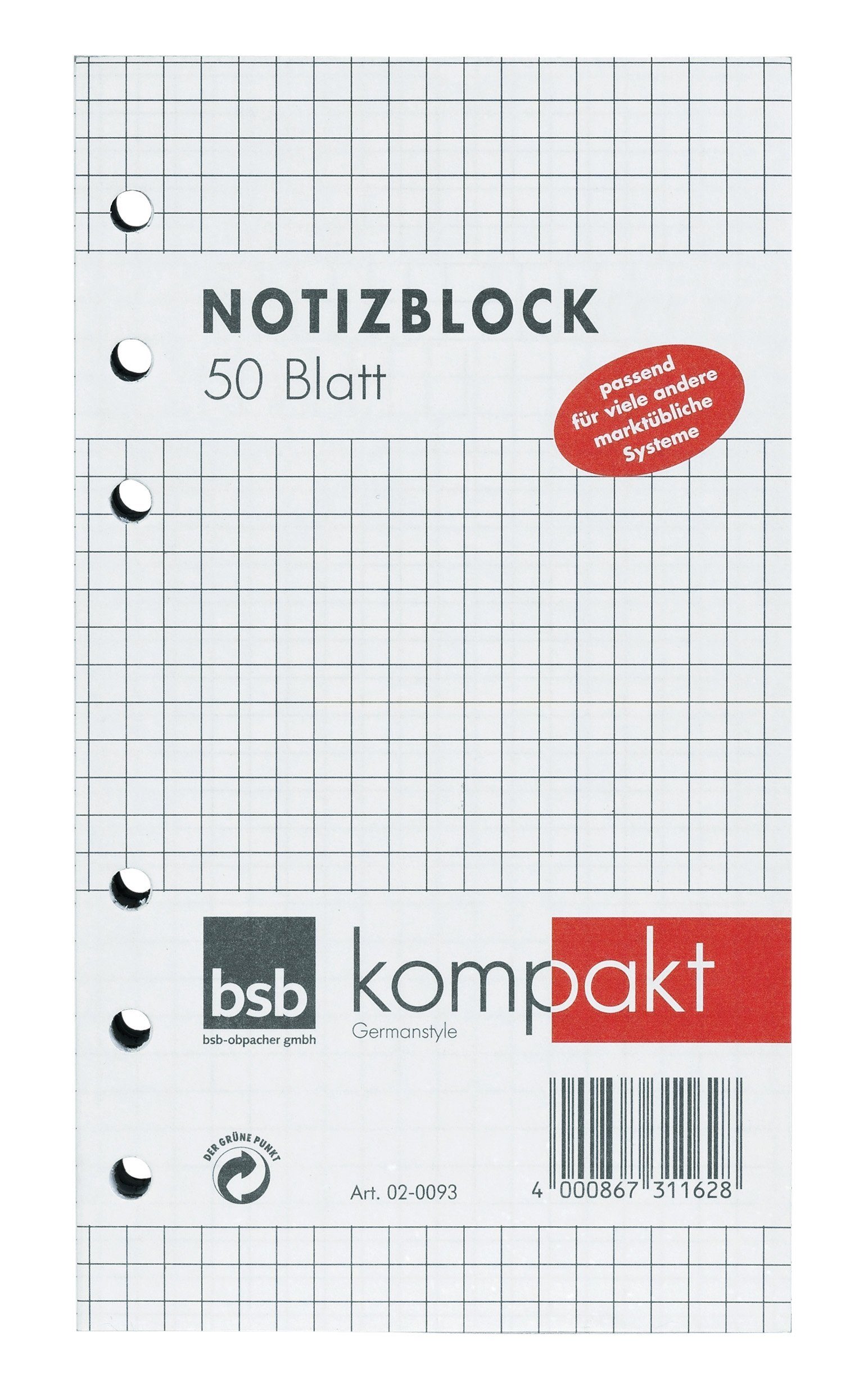 BSB Grußkarten Notizblock - A5 - KARIERT 50 Blatt