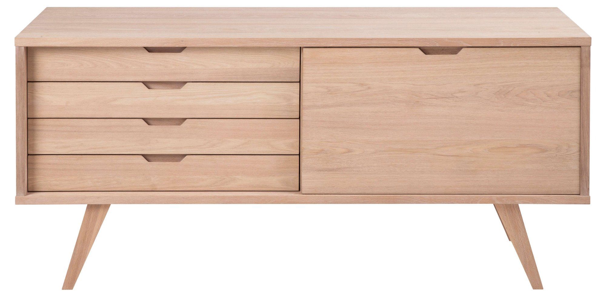 ACTONA GROUP Anrichte A-Line, Sideboard, weiß pigmentierte Eiche, 1 Tür, 4 Schubladen, Breite 160 cm