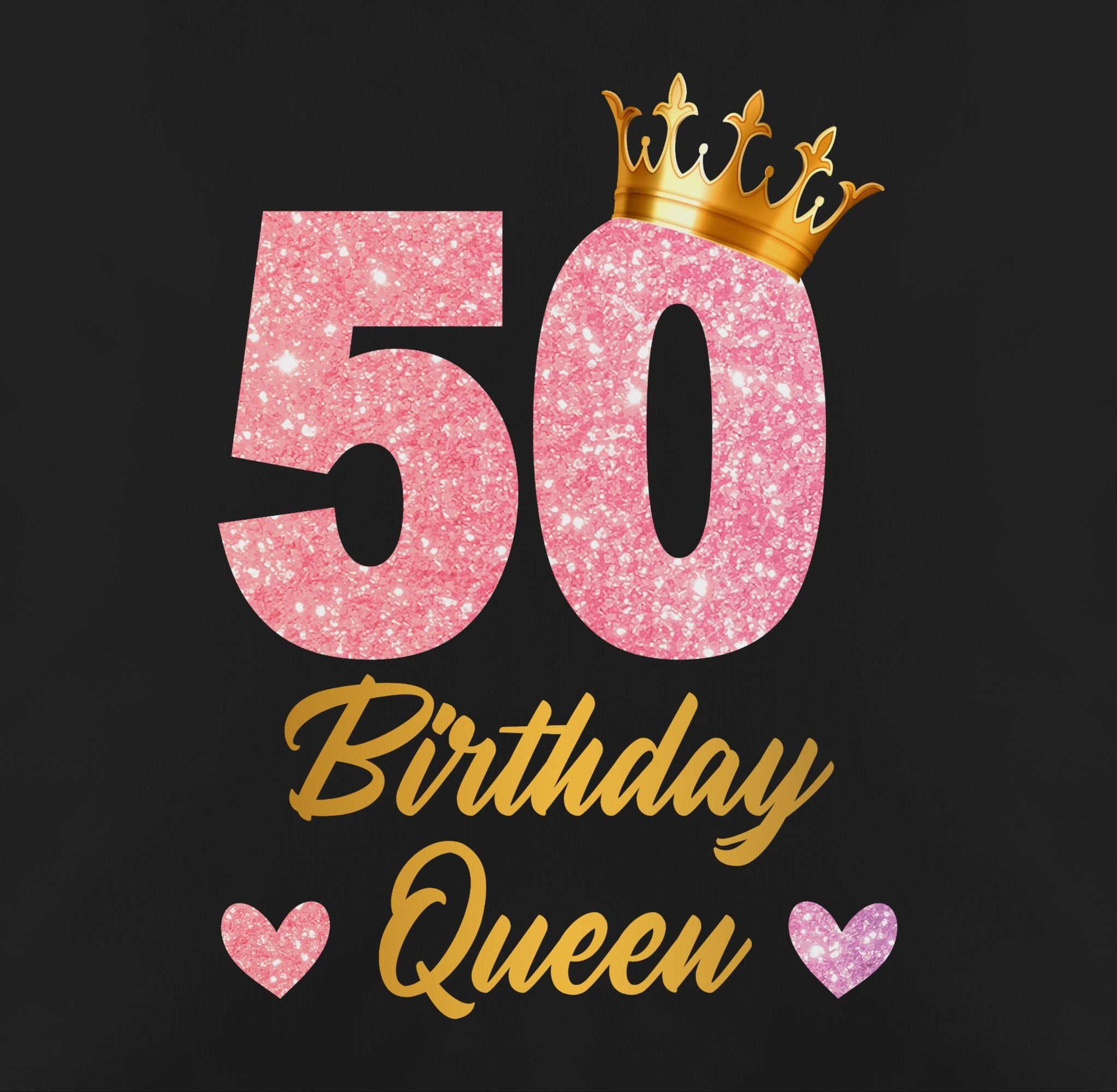 1 Geburtstag 50. Königin Geburtstags Shirtracer Kissen Schwarz 50 Dekokissen Birthday 50, Queen Geburtstagsgeschenk