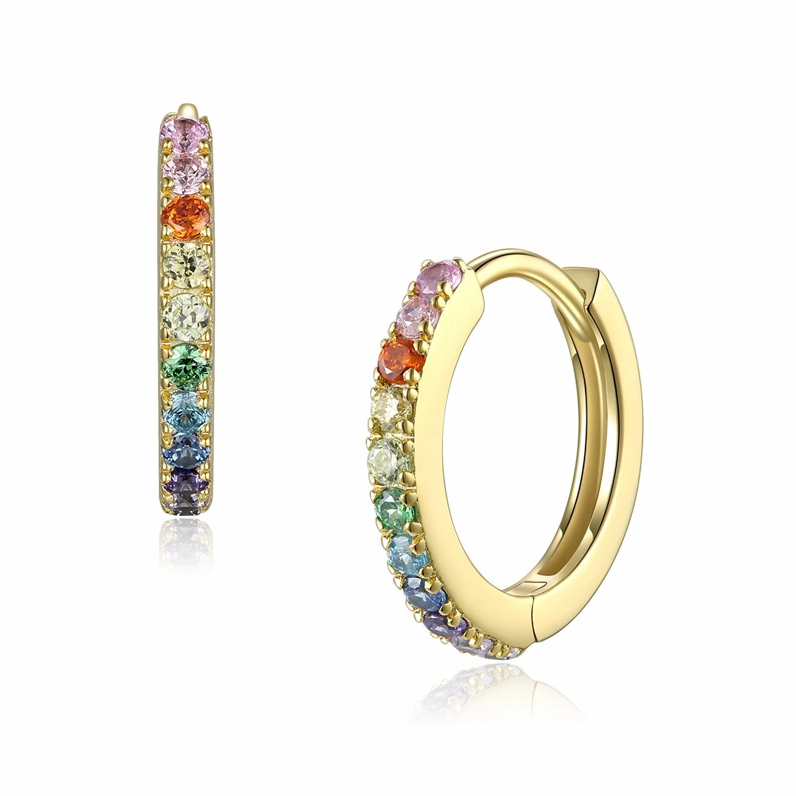 NICEANDnoble Круглые серьги 925er Silber Круглые серьги vergoldet bunte Zirkonia, bunte Zirkonia
